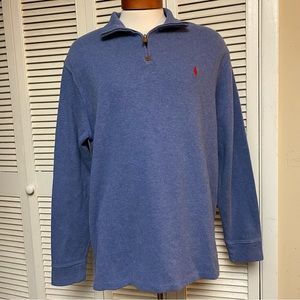 Polo Ralph Lauren Size XL 1/4 Zip Pullover Blue with Red Pony Cotton Soft